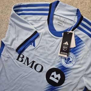 Adidas CF Montreal Soccer Away Jersey Mens Medium Blue Graphic Mesh Gym MLS New